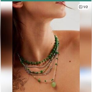 FREE PEOPLE Aurelia Layered Jade Necklace $48 NWOT